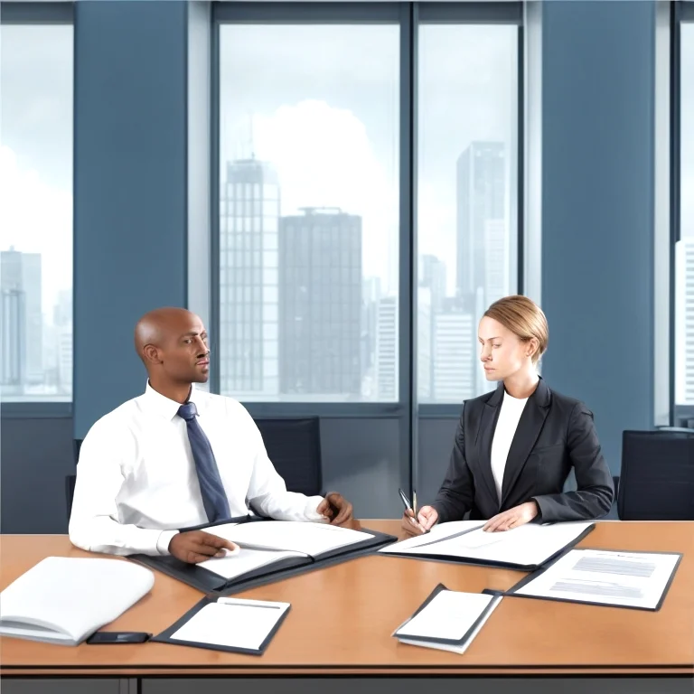 فريق قانوني يقدم استشارة في مكتب حديث في الدوحة